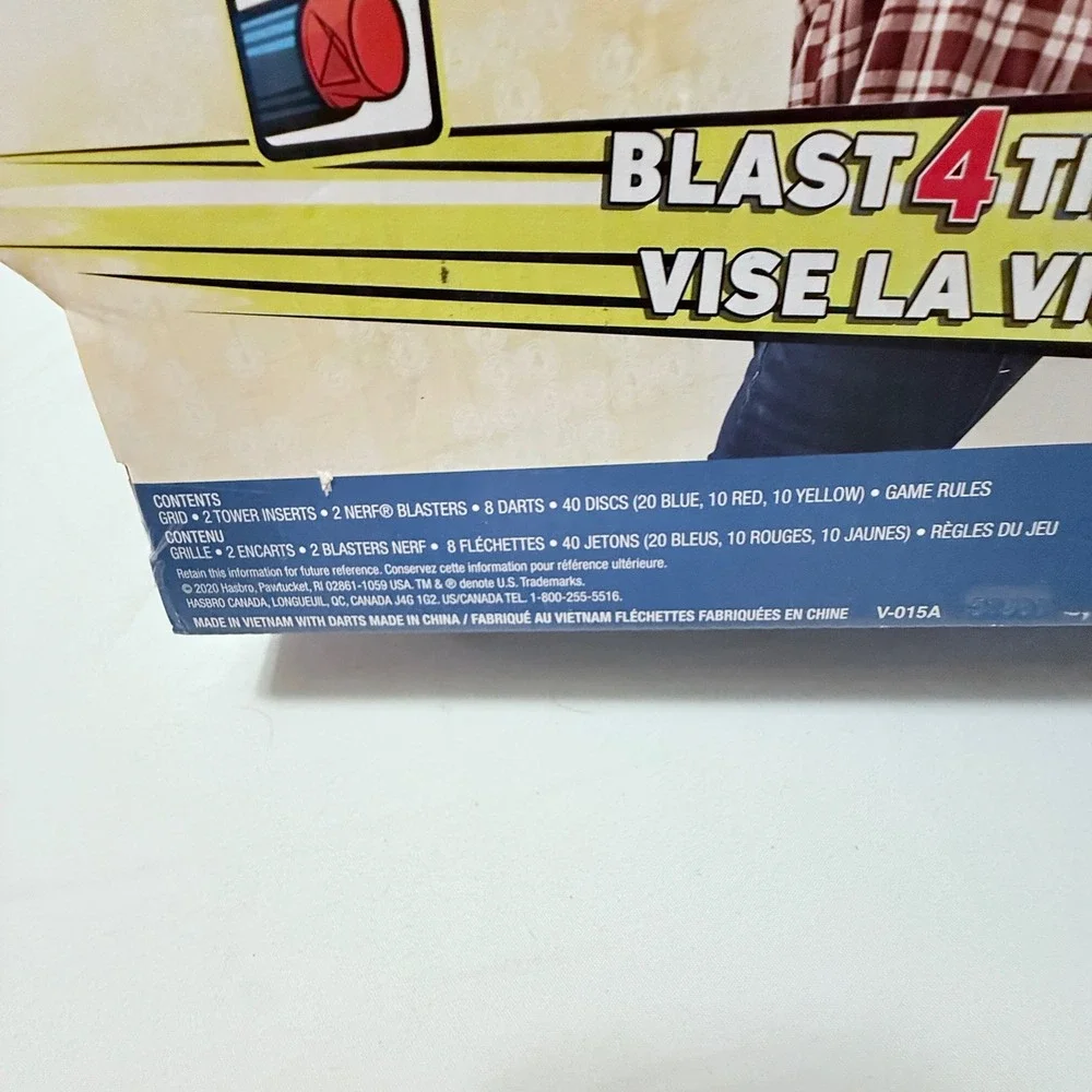 Hasbro Connect 4 Blast Game Kids‎ Ages 8+ Blue Excellent Nerf Blaster Edition
